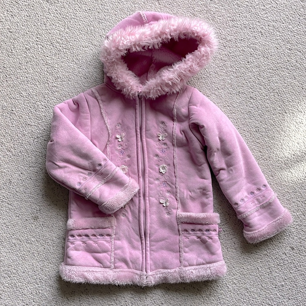 Arizona Jean Company pink furry coat for 5 years old girl.